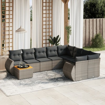 Gossi set mobilier de gradina cu perne, 10 piese, gri, poliratan foto