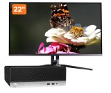 Pachet PC second hand HP ProDesk 400 G4 i5-6500, 8GB, SSD 256GB, monitor 22 inch