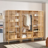 Set garderoba, en.casa, 2x PXNB-0706 - 1x PXNB-0707 Trundholm - Vemb, 185 x 240 x 45 cm, bambus, natur HausGarden Leisure, [en.casa]