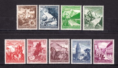 ✅ (S40) Germania Reich 1938 &amp;quot; Ajutorul de iarna - monumente/flori &amp;quot; ,serie Mi.675/683 , o sarniera , MH foto