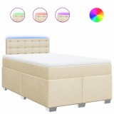 Cumpara ieftin Pat box spring cu saltea, crem, 120x200 cm, textil