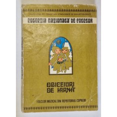 OBICEIURI DE IARNA , FOLCLOR MUZICAL DIN REPERTORIUL COPIILOR , TIPOLOGIE MUZICALA , COLECTIE DE CANTECE , ilustratii de STELUTA POPA , 1981