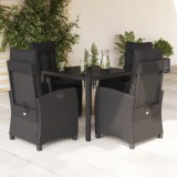 vidaXL Set mobilier de grădină cu perne, 5 piese, negru, poliratan 3212637