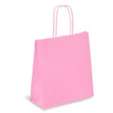 Sac de cadou kraft roz cu m&acirc;neri din h&acirc;rtie, CMCLASS