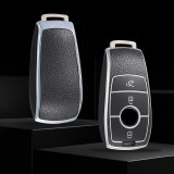 Husa de protectie premium pentru cheie auto Mercedes Benz, Cover Key, Gri - insertii piele