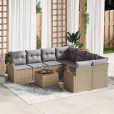vidaXL Set de canapea pentru grădină 9 pcs Bej, gri deschis Mare