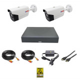 Sistem Supraveghere Video 2 camere profesionale 2 MP 1080P full hd 40m infrarosu oem Hikvision, DVR 4 canale , live internet full accesorii SafetyGuar, Rovision