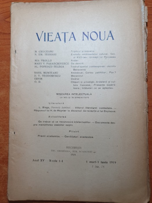 revista vieata noua 1 martie-1 iunie 1919-art. al. popescu telega,basil munteanu