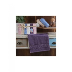 Set 6 prosoape mici de fata, bucatarie sau maini cu model cu cerculete