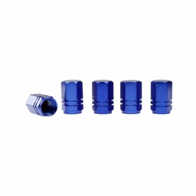 Ornamente capacele valve Hexagonal din aluminiu 5buc - Albastru Garage AutoRide foto