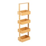 Etajera cu 4 rafturi cu cadru din bambus, 32 x 24 x 98 cm, maner in partea de sus
