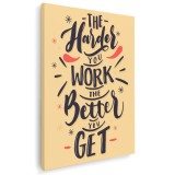 Tablou canvas mesaj motivational despre munca, crem, negru 1154 Tablou canvas pe panza CU RAMA 60x80 cm