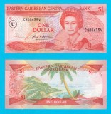 Statele Est Caraibeene (p#17) 1 Dollar 1985 UNC &#039;Fără Anguilla&#039; serie: C600435V Saint Vincent &amp; The Grenadines