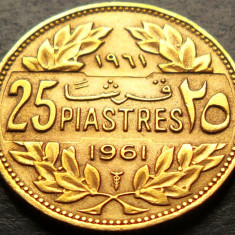 Moneda exotica 25 PIASTRES - LIBAN, anul 1961 * cod 1185