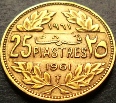 Moneda exotica 25 PIASTRES - LIBAN, anul 1961 * cod 1185 foto