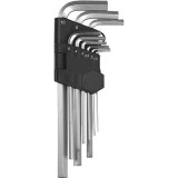 Set 10 chei imbus hexagonale lungi, otel aliat, finisaj anticoroziv, suport organizare