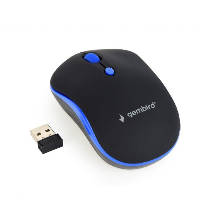 MOUSE GEMBIRD, PC sau NB, wireless, 2.4GHz, optic, 1600 dpi, butoane/scroll 4/1, , negru / albastru, &quot;MUSW-4B-03-B&quot; (timbru verde 0.18 lei)