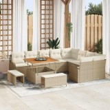 VidaXL Set de canapele pentru grădină cu pernă 12 pcs Bej Rattan poli
