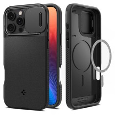 Husa iPhone 16 Pro Max Spigen Optik Armor MagSafe, negru foto