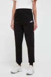 Puma pantaloni femei, culoarea negru, neted