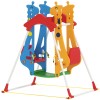 AIYAPLAY Leagăn pentru copii, Cadru-leagăn copii 3-5 ani cu Dublu Scaun Față &icirc;n Față, 114x94x134,5cm, Multicolor | Aosom Romania