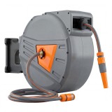 Outsunny Rulou furtun de grădină montat pe perete 40+2 m x &Oslash; 15mm, bobină retractabilă automată pivotantă la 180&deg;, portocaliu | Aosom Romania