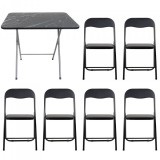 Masa plianta cu 6 scaune blat mdf 60x80x70cm negru Zilan ZLN 6975_6S