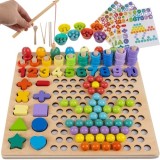 Joc educativ din lemn cu bile, cifre si pescuit magnetic Kruzzel