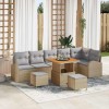 VidaXL Set de canapele pentru grădină cu pernă 9 pcs Bej Rattan poli 3362412