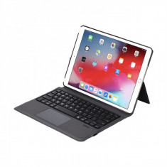Husa carcasa stand cu tastatura si touchpad pentru iPad 9.7 2017/2018, Air 2, Pro 9.7, din piele ecologica cu suport touchpen, negru foto
