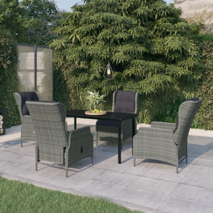 vidaXL Set de mobilier pentru grădină, 5 piese, gri deschis 3099645