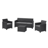 Cumpara ieftin Set de mobilier de grădină Elodie cu canapea cu 3 locuri și masă cu perne, grafit