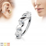 Inel captiv din oțel inoxidabil, spirală cu zirconii transparente - Grosime x diametru: 1 mm x 8 mm, Culoare Piercing: Medena