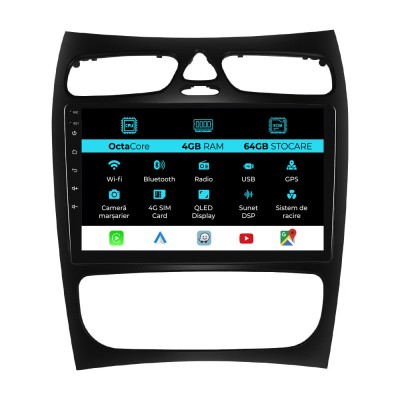 Navigatie Dedicata Mercedes C-Class W203 CLK W209 (2000 - 2005), 9Inch, 4Gb Ram, 64Gb Stocare, Carplay foto