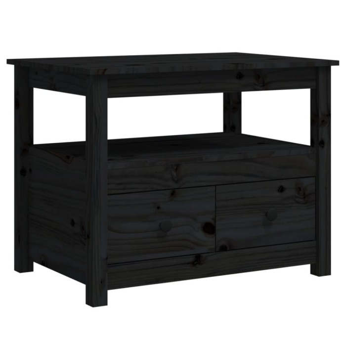 vidaXL Măsuță de cafea, negru, 71x49x55 cm, lemn masiv de pin 820940