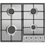 Plita incorporabila Hansa BHGI630542, Gaz, 4 arzatoare, Aprindere electrica, Gratare de fonta, Gaz pe metal, 60 cm, Inox