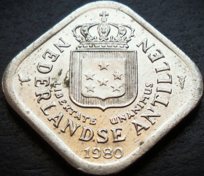 Moneda exotica 5 CENTI - ANTILELE OLANDEZE (Caraibe), anul 1980 * cod 4593 foto