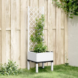 vidaXL Jardinieră de grădină cu spalier, alb, 40x40x142 cm, PP