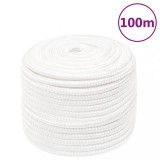 VidaXL Fr&acirc;nghie de barcă, alb complet, 14 mm, 100 m, polipropilenă