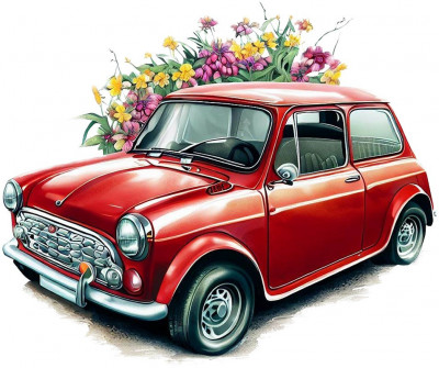 Sticker decorativ Mini Cars, Rosu, 71 cm, 7736ST-3 foto