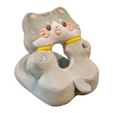 Perna din Spuma, pentru Birou, Calatorii, Model Pisica, Lavabila, Umplutura de Bumbac, Spatiu Cap in Forma de 8, 30x35x30 cm, Gri