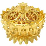Vasul Abundentei, obiect feng shui cu 8 simboluri norocoase pentru atragere bani, 10 cm metal auriu