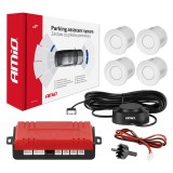 Set senzori de parcare AMiO cu buzzer, 4 senzori albi, 12V