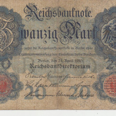 M1 - Bancnota foarte veche - Germania - 20 marci - 1910