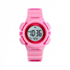 Ceas de copii sport SKMEI 1485 waterproof 5ATM cu alarma, cronometru, data si iluminare ecran, roz foto