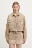 Tommy Jeans geacă jeans culoarea bej, de tranzitie, DW0DW20118
