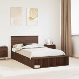 vidaXL Cadru de pat cu raft Stejar &icirc;nchis 120 x 190 cm Lemn compozit 3408388