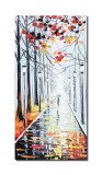 Cumpara ieftin Tablou pictat manual hol, living, dormitor, Eu si umbrela mea, 80x40cm ulei in cutit efect 3D, Fabulos