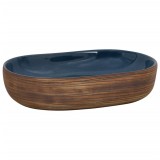 Lavoar de blat, maro si albastru, 59x40x14 cm, ceramica, oval