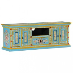 vidaXL Comodă TV, albastru, 110x30x40 cm, lemn masiv de mango 353908